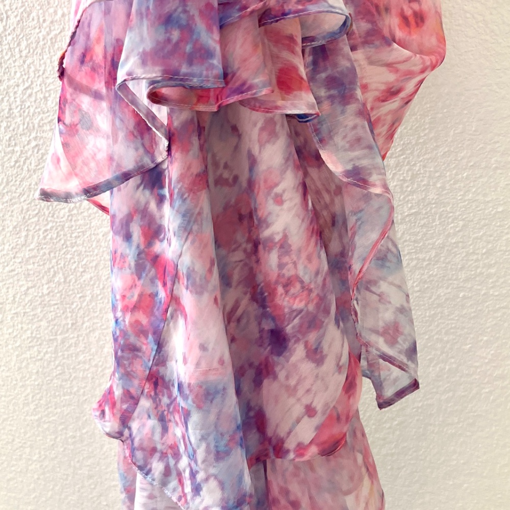 Amanda Uprichard Pink Lavender Watercolor High-Low Halter Dress - Picture 4 of 8